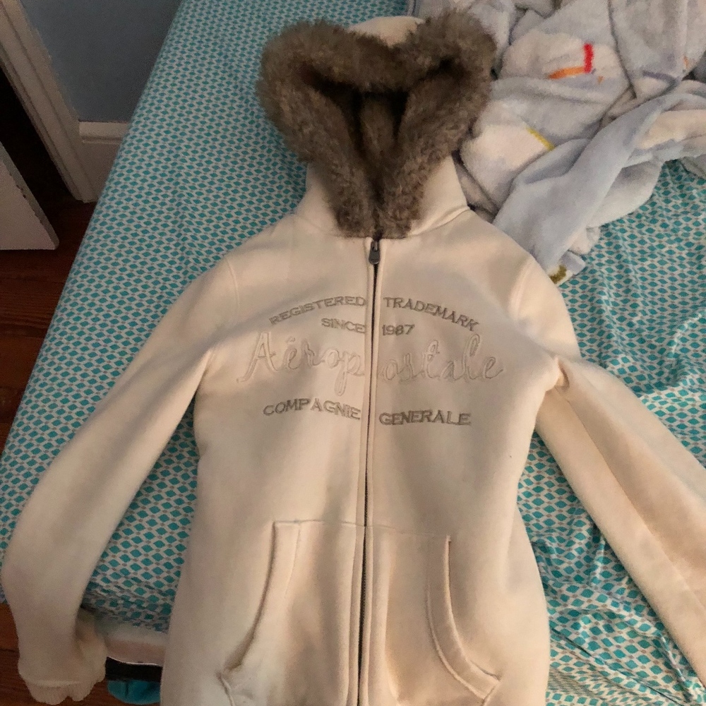 White Aeropostale Zippered Sweatshirt